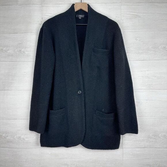 J.Crew Cocoon Sweater Blazer Jacket Women S Black Single Breasted Wool Alpaca - Picture 14 of 16